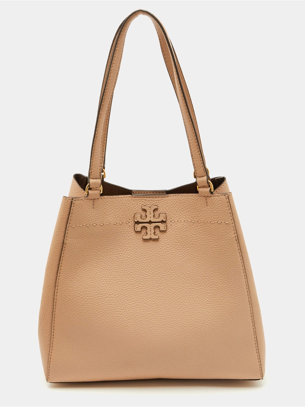 Tory Burch Pebbled Leather Shoulder Tote in Neutral Color Dust Cover Included